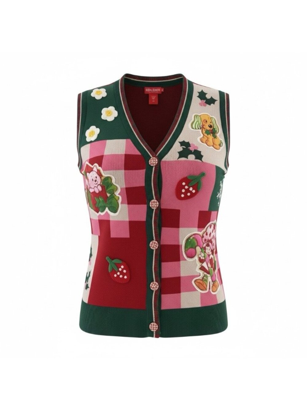Strawberry Shortcake Holiday Patchwork Women's Sweater Vest BoxLunch Exclusive